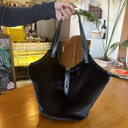 Vintage Fuzzy Large Capacity Commuter Tote Bag