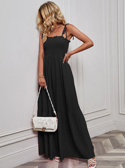 Ruffle Pleated String Spaghetti Dress