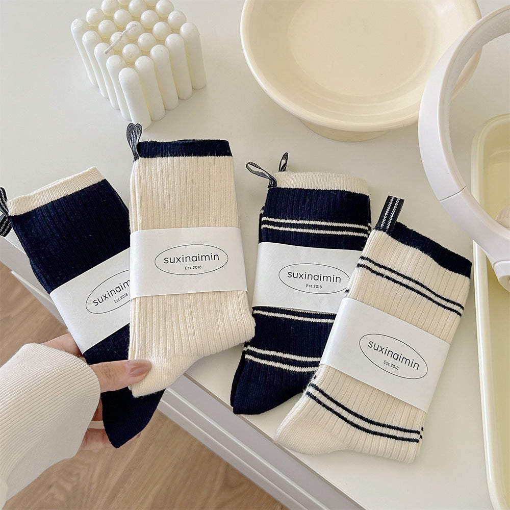 Color Block Striped Simple Socks