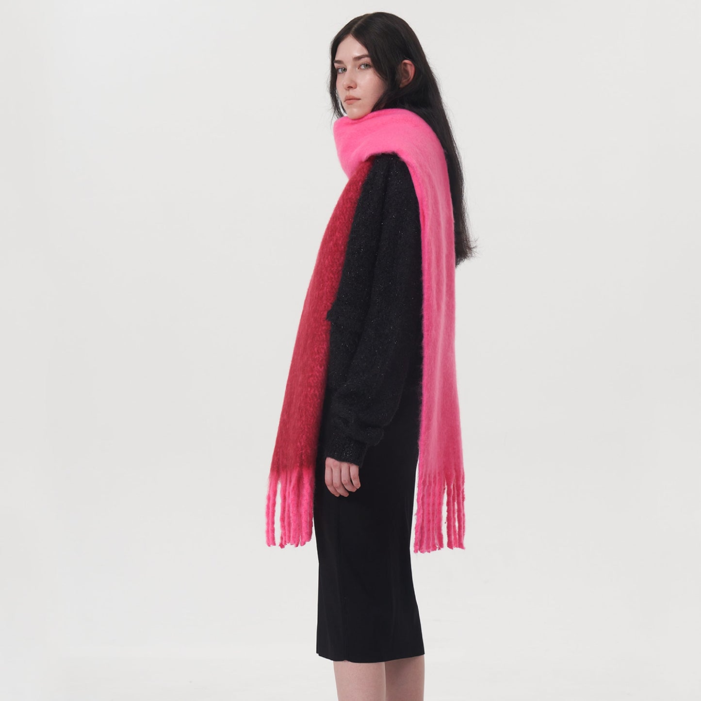 Solid Color Splicing Mohair Soft Scarve