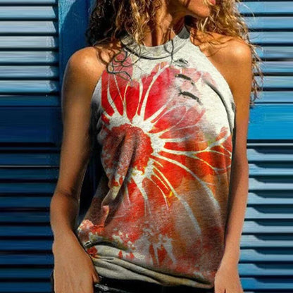Fashion Casual Loose Print Women'S Neck Halter Vest