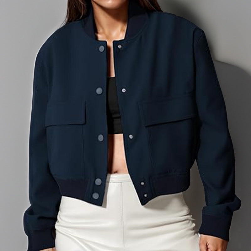 Elegant Casual Long Sleeve Coat with Single Button Closure