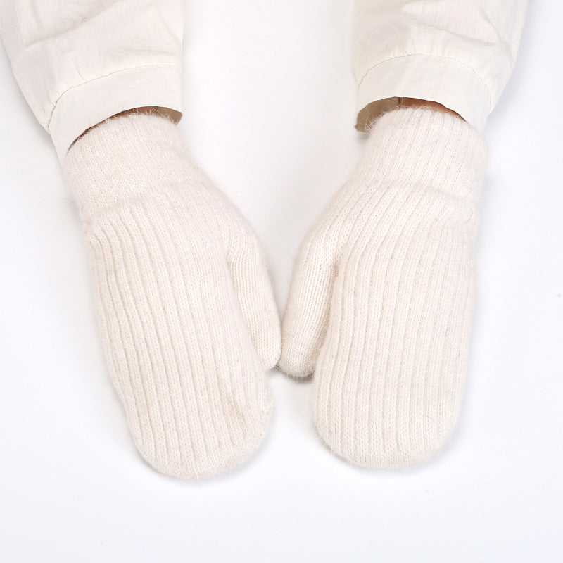 Simple Padded Knit Mittens Gloves