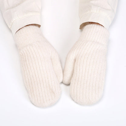 Simple Padded Knit Mittens Gloves
