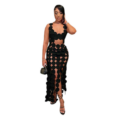 Sexy Hollow High-Waist Bodycon Maxi Dress