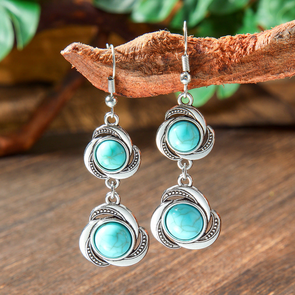Bohemian Geometric Turquoise Earrings Set