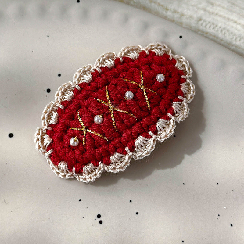 Sweet Hand Knitted Christmas Tree Hair Clip