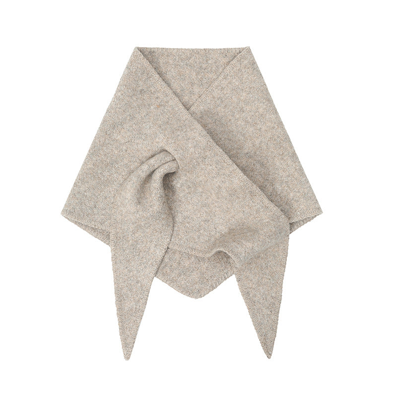 Winter Knit Wool Solid Color Triangle Scarf