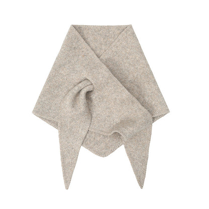 Winter Knit Wool Solid Color Triangle Scarf