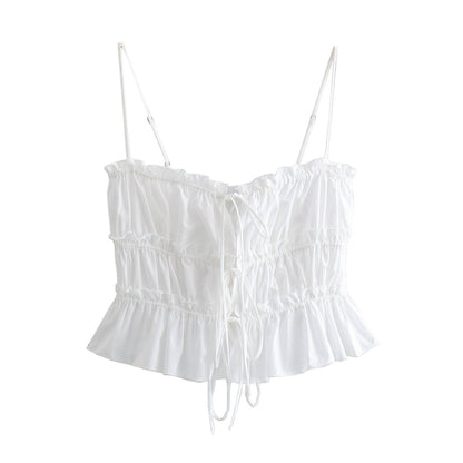 Simple Bowknot Spaghetti Strap Crop Top