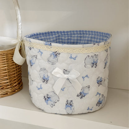 Sweetheart Lace Cylindrical Storage Basket Modern Minimalist Style
