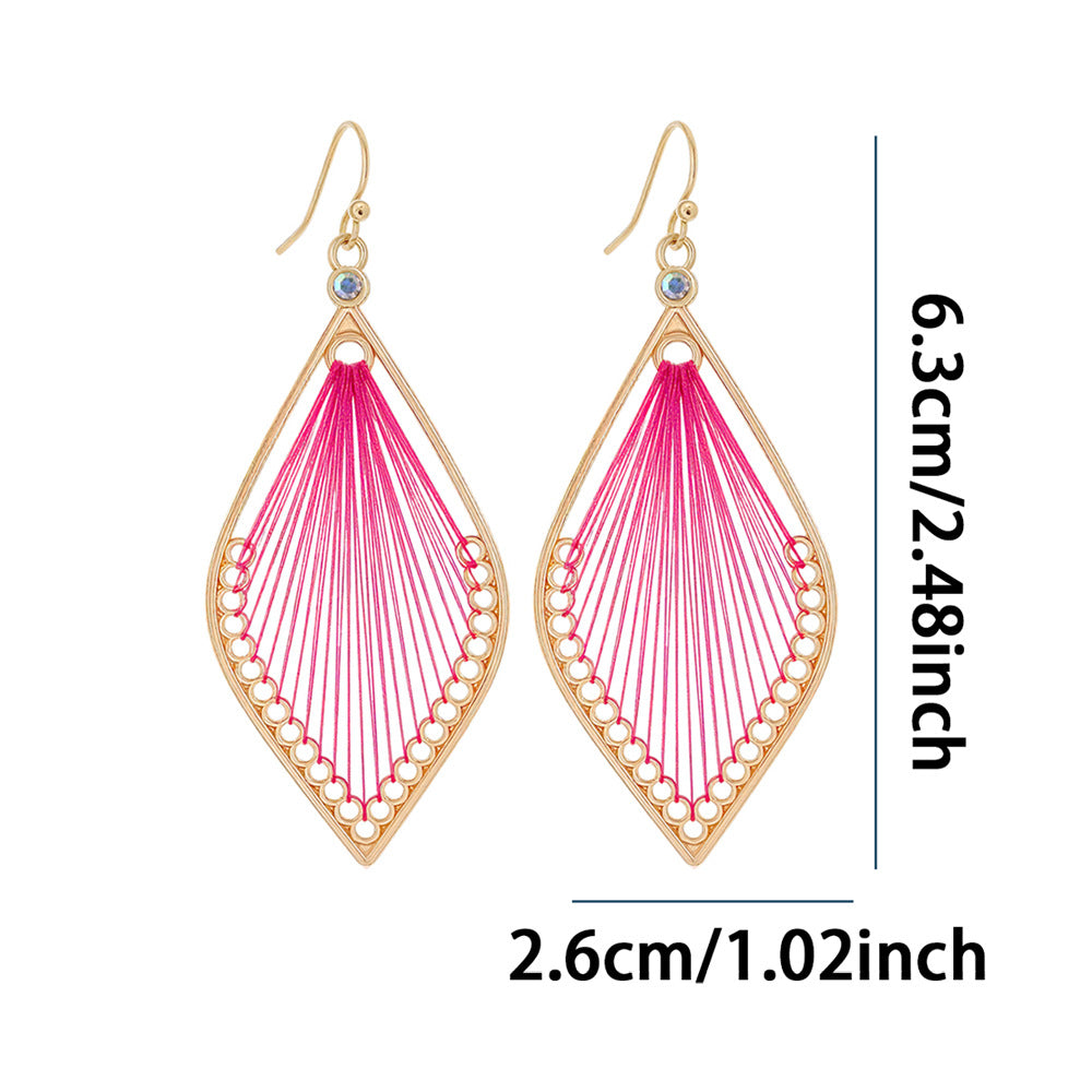 Geometric Alloy Earrings With Tassels Elegant Vintage Style