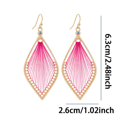 Geometric Alloy Earrings With Tassels Elegant Vintage Style