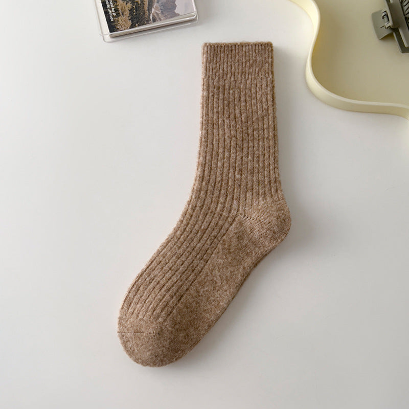 Vintage Thicken Warm Wool Solid Crew Socks
