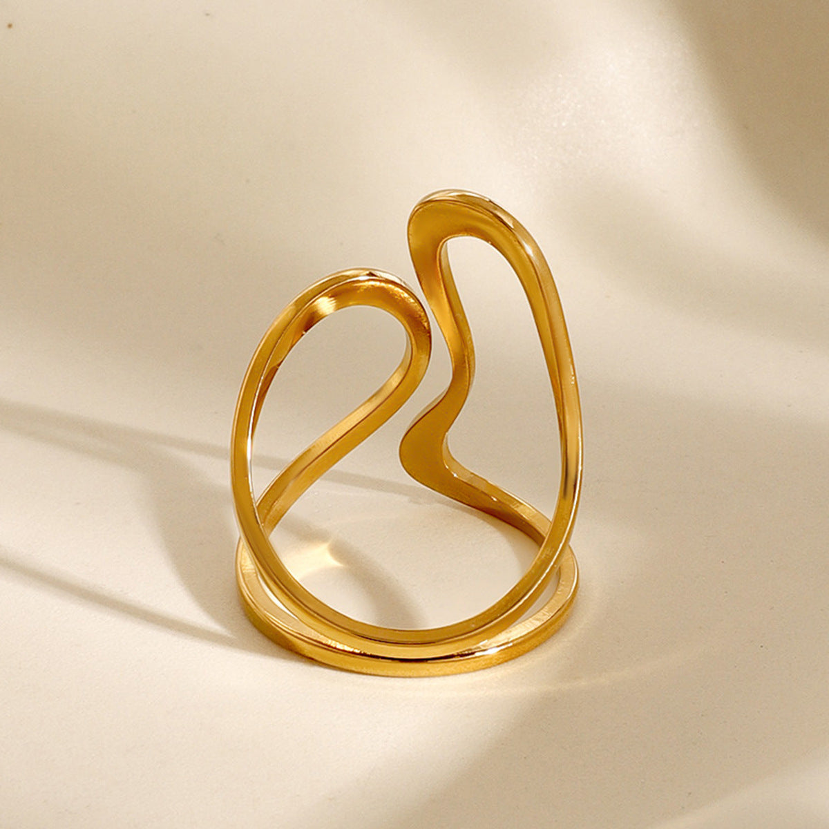 Irregular Line Cross Adjustable Layered Rings
