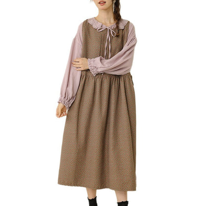 Floral Pattern Sleeveless Linen Cotton Maxi Dress