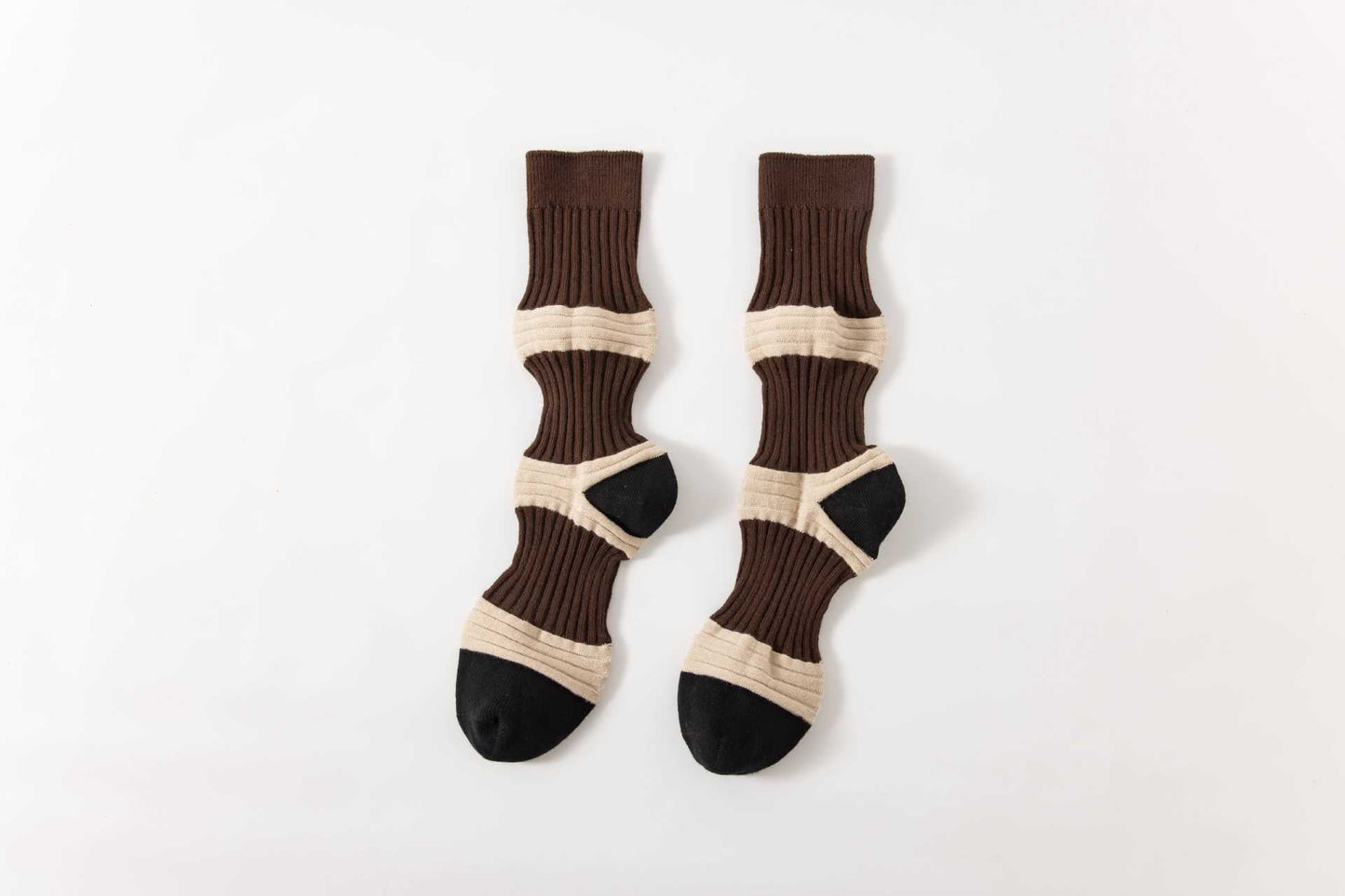 Striped Color Block Casual Crew Socks