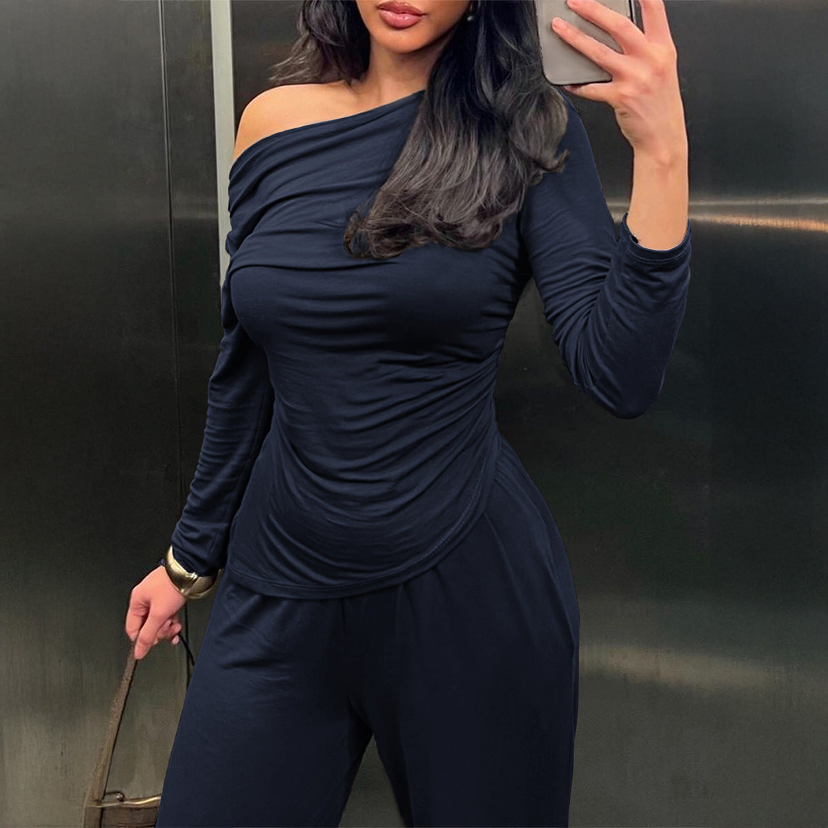 Elegant Long Sleeve T-Shirt and Pants Set for Women