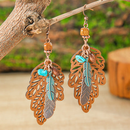 Bohemian Style Leaf Earrings Trendy Zinc Alloy Jewelry