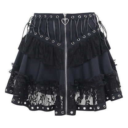Bodycon Lace Panel Skirt Black Trendy Street Style