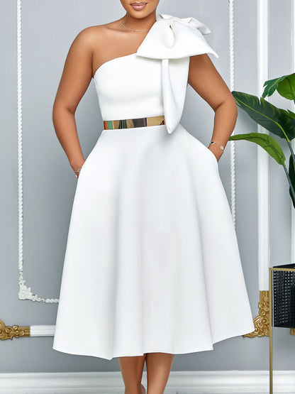 Elegant A-Line Dress With Bow Detail For Special Occasions
