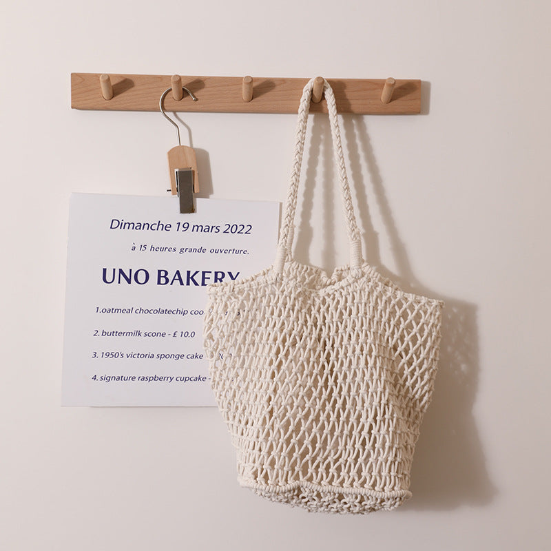 Simple Solid Color Casual Woven Shoulder Bag