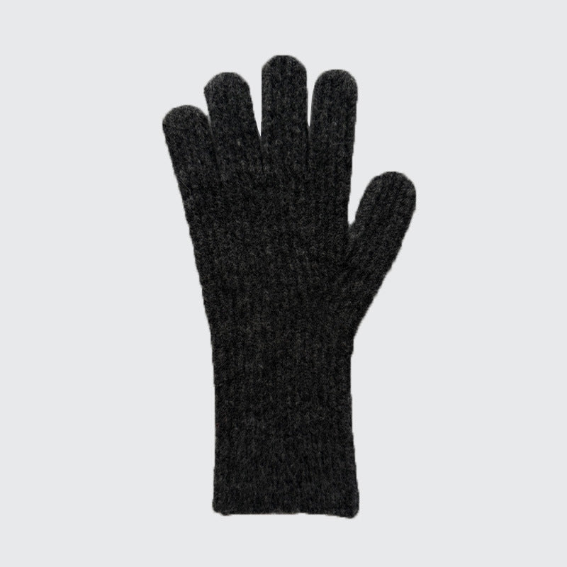 Solid Color Wool Blended Touchscreen Gloves for Women