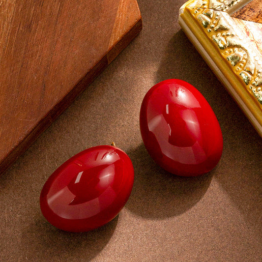 French Vintage Geometric Oval Alloy Earrings For Women
