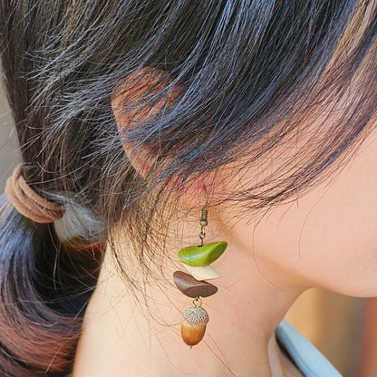 Geometric Vintage Wood Drop Earrings Bohemian Style