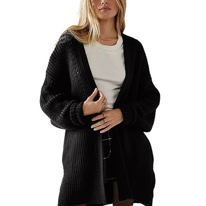 Solid Color Pocket Sweater Cardigan
