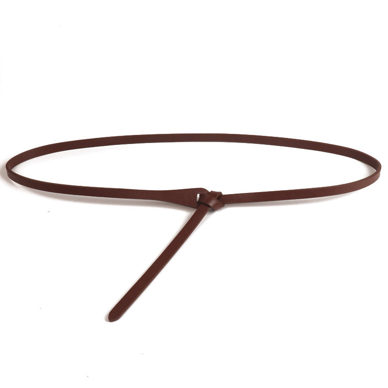 Trendy Solid Color Skinny Leather Belt