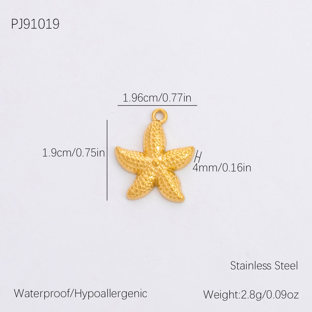 Vintage DIY 18K Gold Plated Stainless Steel Bow Star Heart Pendant