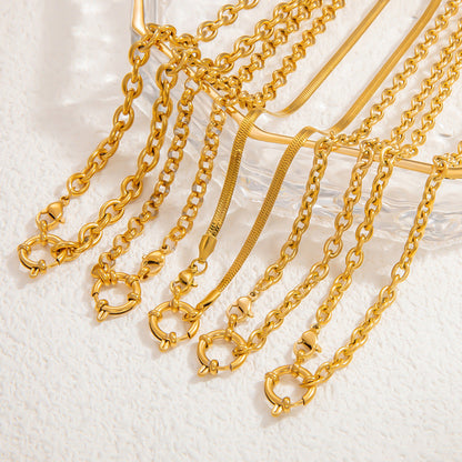 18K Gold Plated Stainless Steel Spring Clasp Necklace Stylish Choker for Women