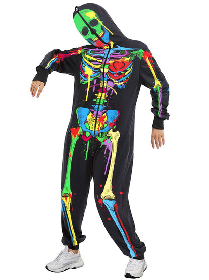 Graphic Skeleton Print Loose Fit Jumpsuit for Halloween