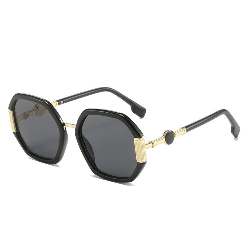 Polygon Sunglasses For Women Trendy Metal Frames Ocean Color