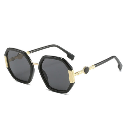 Polygon Sunglasses For Women Trendy Metal Frames Ocean Color