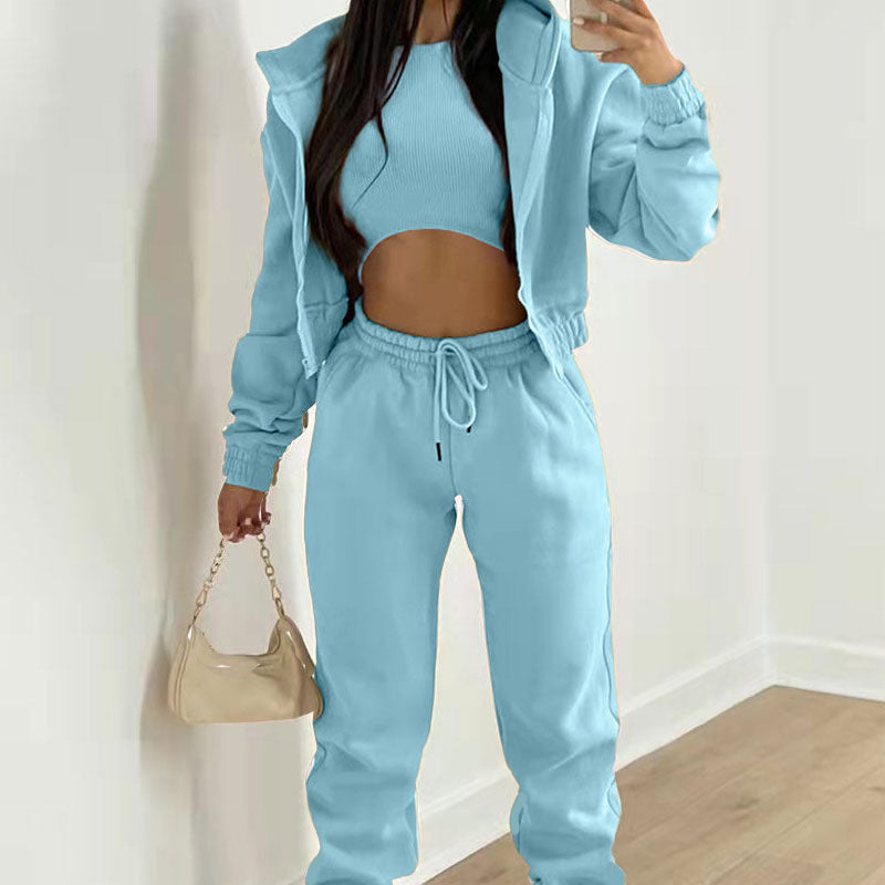 Solid Color Hoodie Jogger Set Stylish Comfortable Sportswear