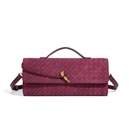Vintage Woven Evening Satchel Suede Handbag