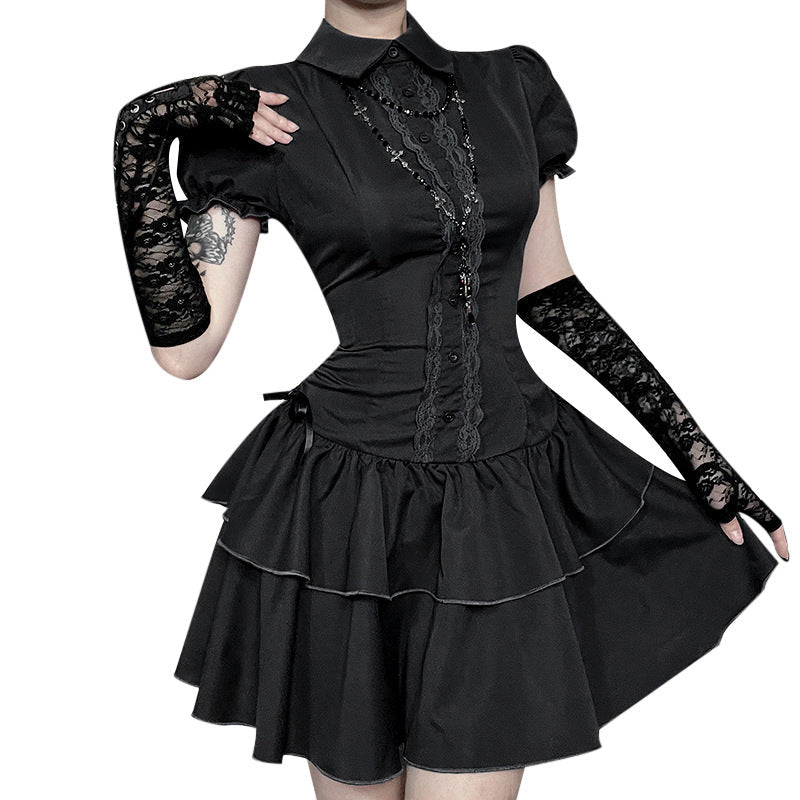 Butterfly Bow Short Sleeve Dress Elegant Casual A-Line