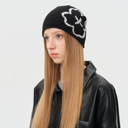 Textured Knitted Wool Blend Beanie Hat for Women