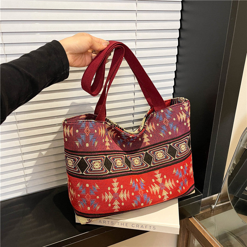 Trendy Canvas Tote Bag for Women with Color Block Design