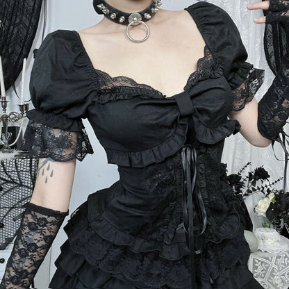 Gothic Style V-Neck Crop Top Sexy Urban Fashion