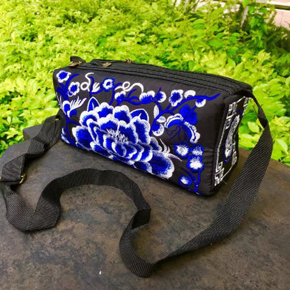 Ethnic Style Classic Embroidery Bag, Three-Layer Zipper Bag, Cross-Body Embroidery Small Bag