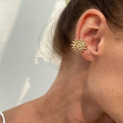 Sea Star Shell C-Shaped Earrings With Floral Design
