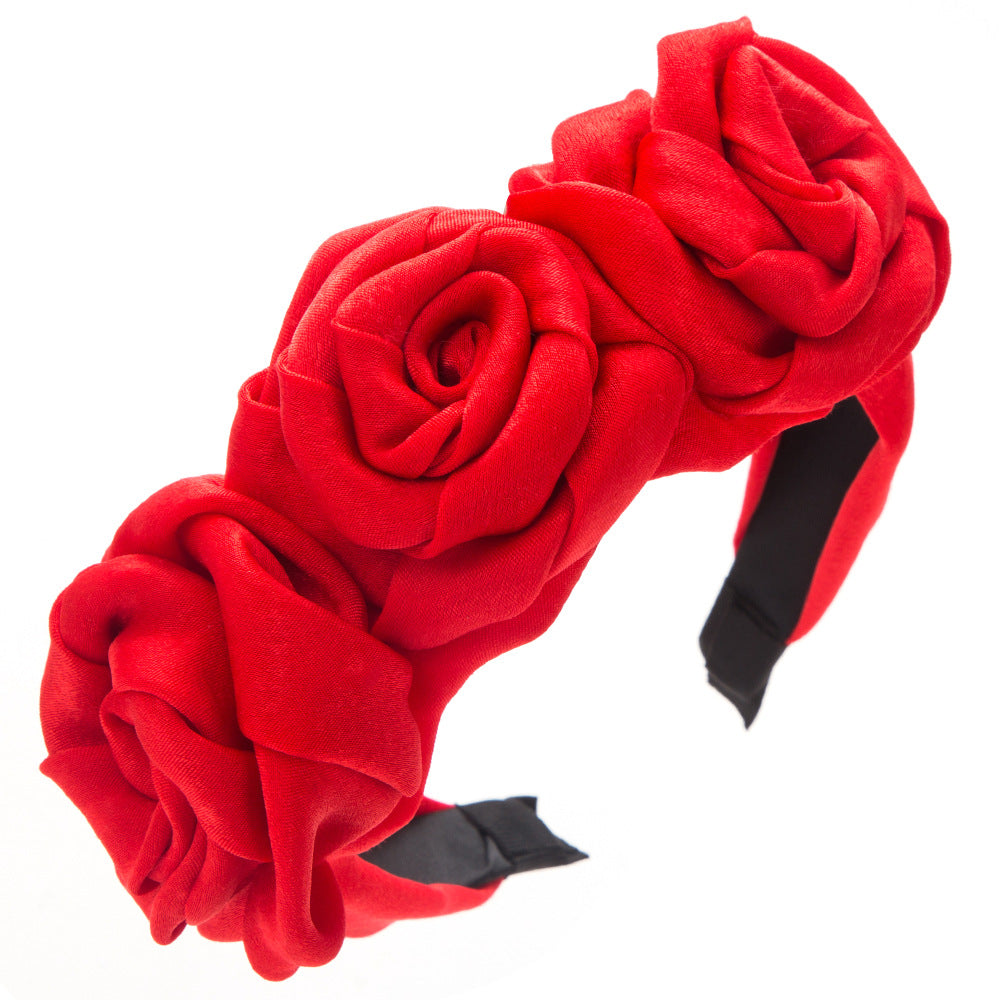 Handmade Rose Fabric Headband Vintage Floral Hair Accessory