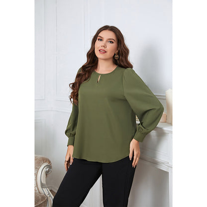 Loose Fit Green Long Sleeve Women's Shirt