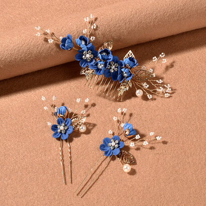 Bridal Floral Hair Combs Set in Pastel Colors