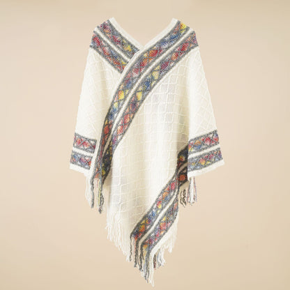 Spring And Autumn New Loose Pullover Knitted Shawl Ethnic Style Pullover Cape