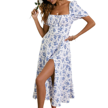 Floral Print Backless Midi Dress