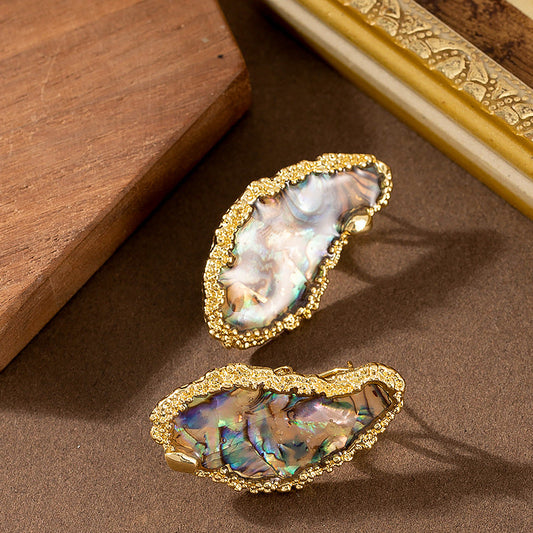 Chic Geometric Abalone Shell Earrings With 925 Silver Posts
